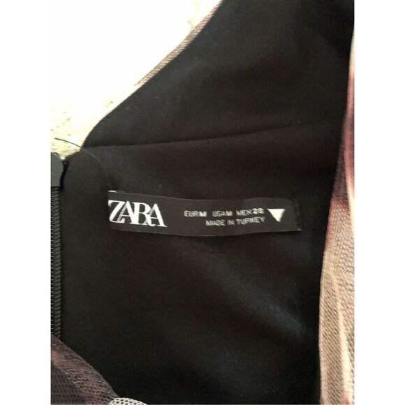 Zara Brown Draped Tulle Mini Dress Size M - Picture 12 of 14